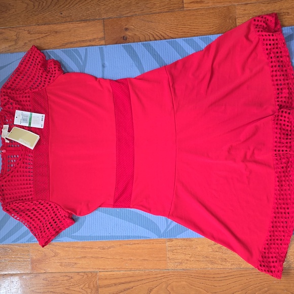 MICHAEL Michael Kors Red Ruffled Tiered Midi Dress - Picture 2 of 4